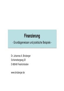 Finanzierung - Grundlagen